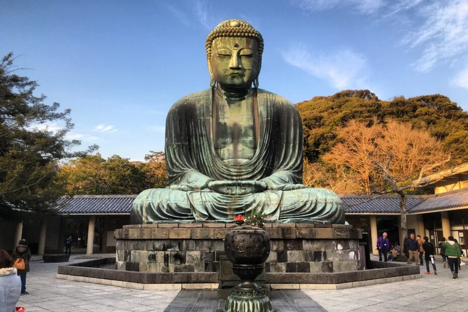 Kōtoku-in, the famous Buddhist temple in Kamakura, Japan, featuring the iconic Great Buddha statue.