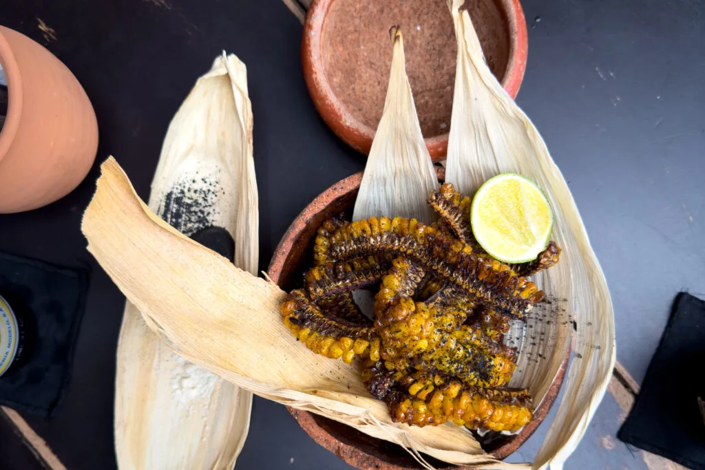 Elotes Dorados at Negro Huitlacoche, a must-visit restaurant on the list of things to do in Tulum.