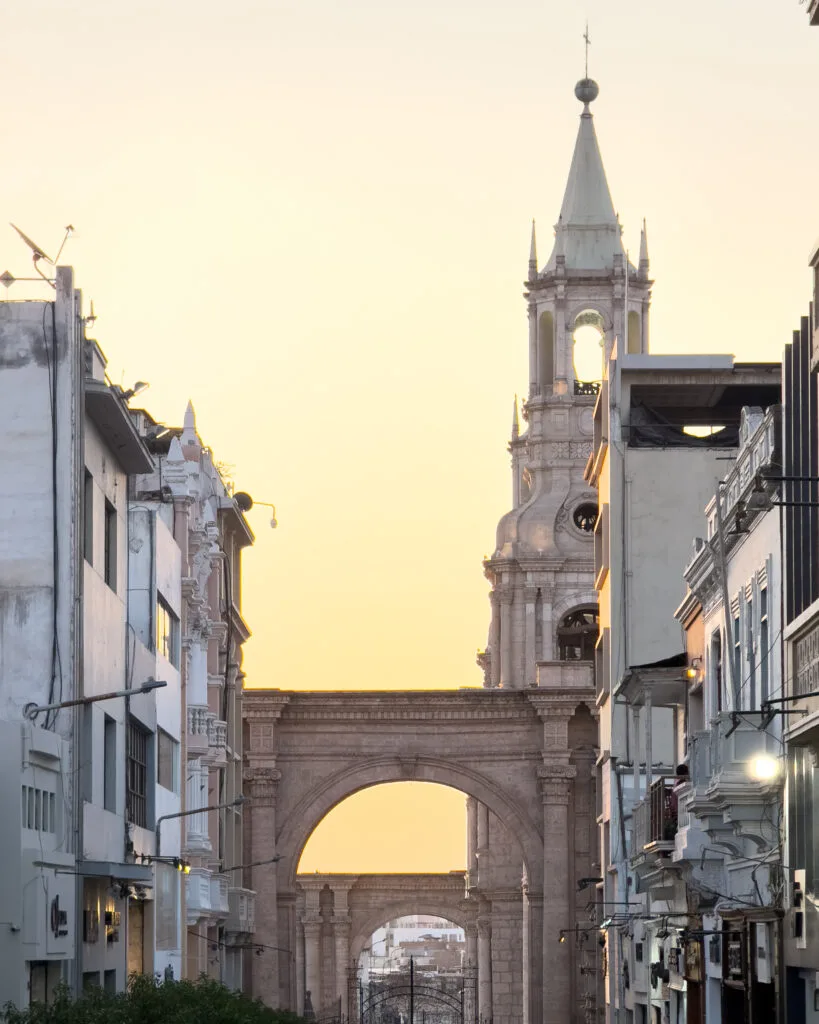Itinerary in Peru, Sunset at Plaza de Armas, Arequipa