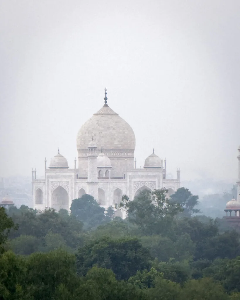 View of the Taj Mahal from hotel terraces