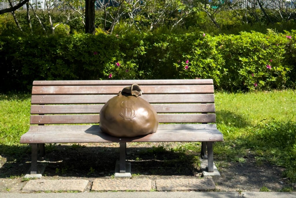Surprise Objects on Garden Bench, Ghibli Park, Japan